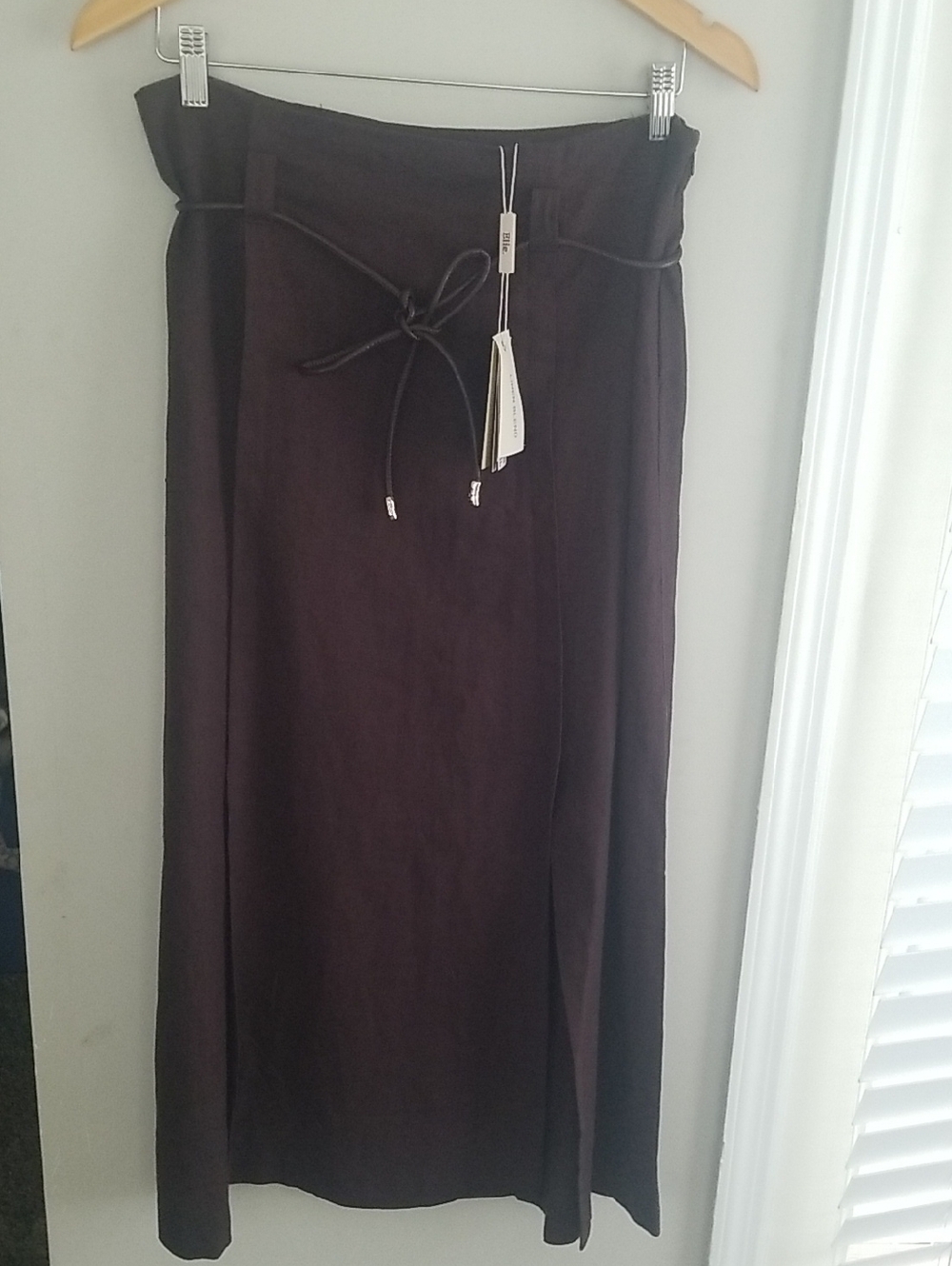 NEW! Elie Tahari Chocolate Brown Midi Skirt with Waist Tie